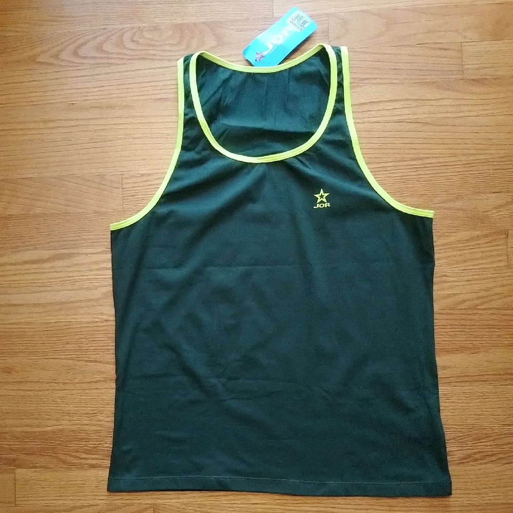 JOR men's Green Tank Top with yellow accent